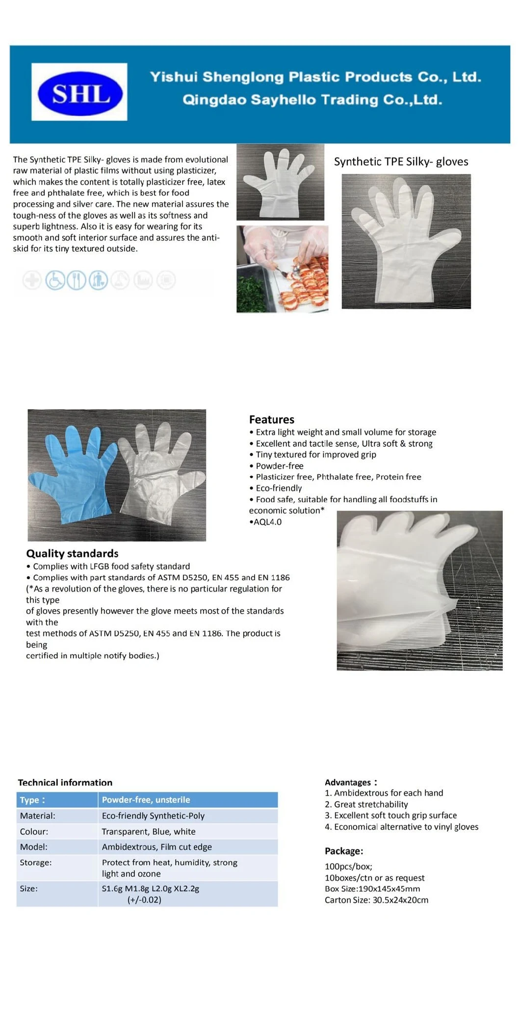 Household Disposable Gloves Food Grade TPE Film Sanitary Gloves Kitchen Gloves