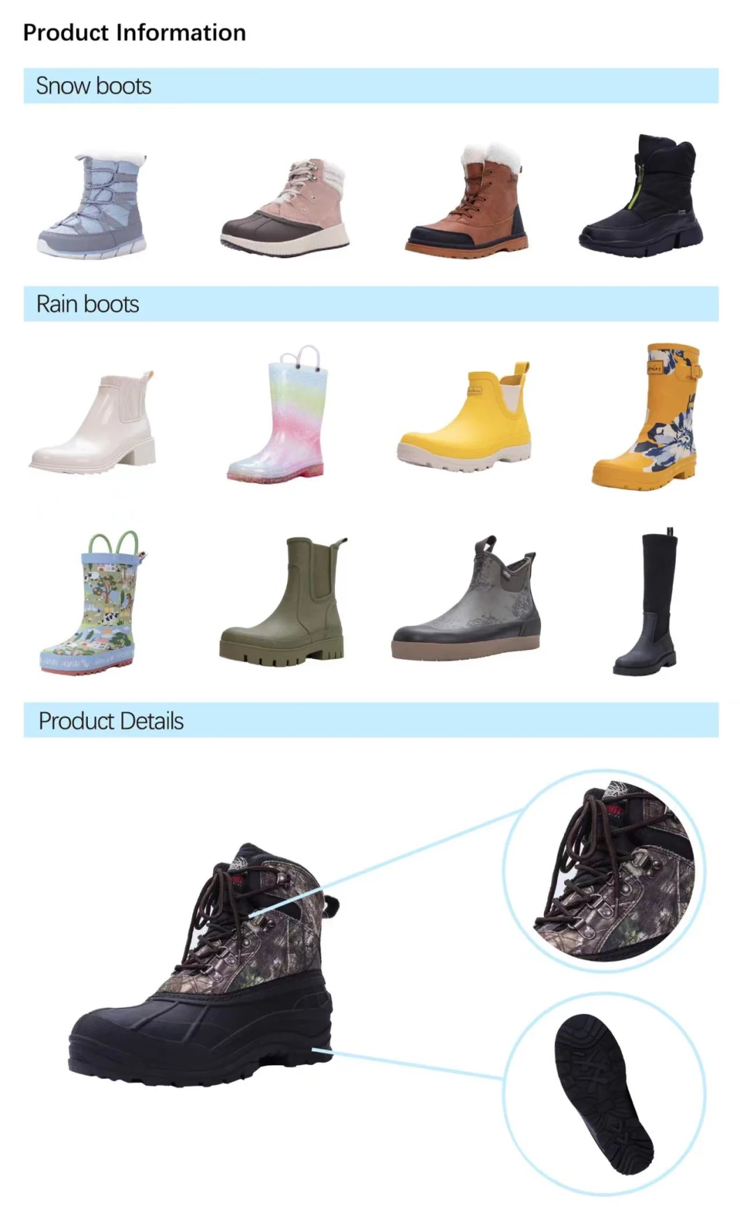 One Color Fashion Lady Designer Model PVC Rain Boot