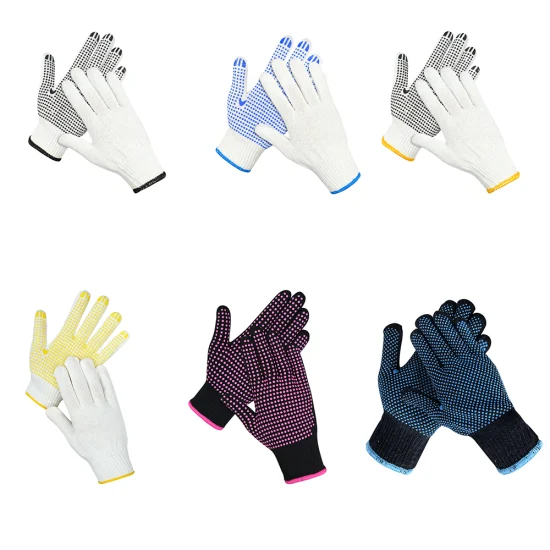 China Wholesale PVC Dotted/Dots Glove Industrial Cotton Knitted Guantes Safety Work Gloves